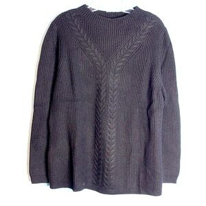 Nwot Talbots Black Ribbed Cable Lamb’s Wool blend Sweater XLP